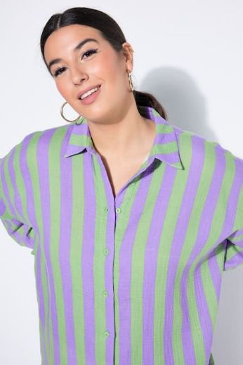 Plus size veliki brojevi Košulja od muslina na pruge za punije