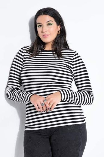 Plus size veliki brojevi Majica dugih rukava na pruge za punije