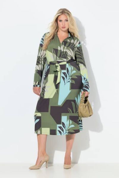 Veliki brojevi Haljina midi dugih rukava moda za punije