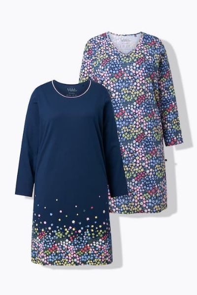 Veliki brojevi Spavaćica dugih rukava 2 komada moda za punije