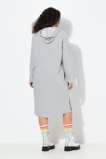 Plus size veliki brojevi Haljina midi dugih rukava s kapuljačom za punije