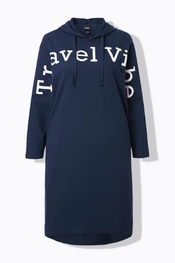 Plus size veliki brojevi Haljina midi dugih rukava s kapuljačom za punije