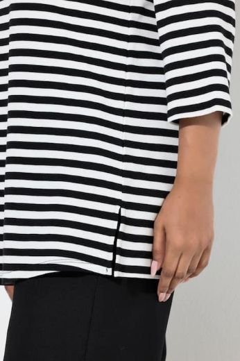 Plus size veliki brojevi Majica 3/4 rukava na pruge za punije