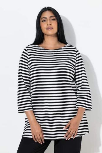 Plus size veliki brojevi Majica 3/4 rukava na pruge za punije