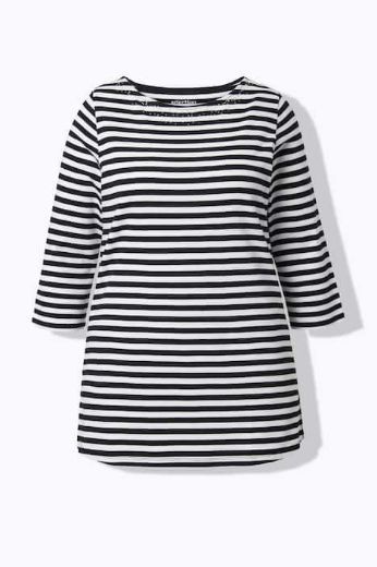 Plus size veliki brojevi Majica 3/4 rukava na pruge za punije