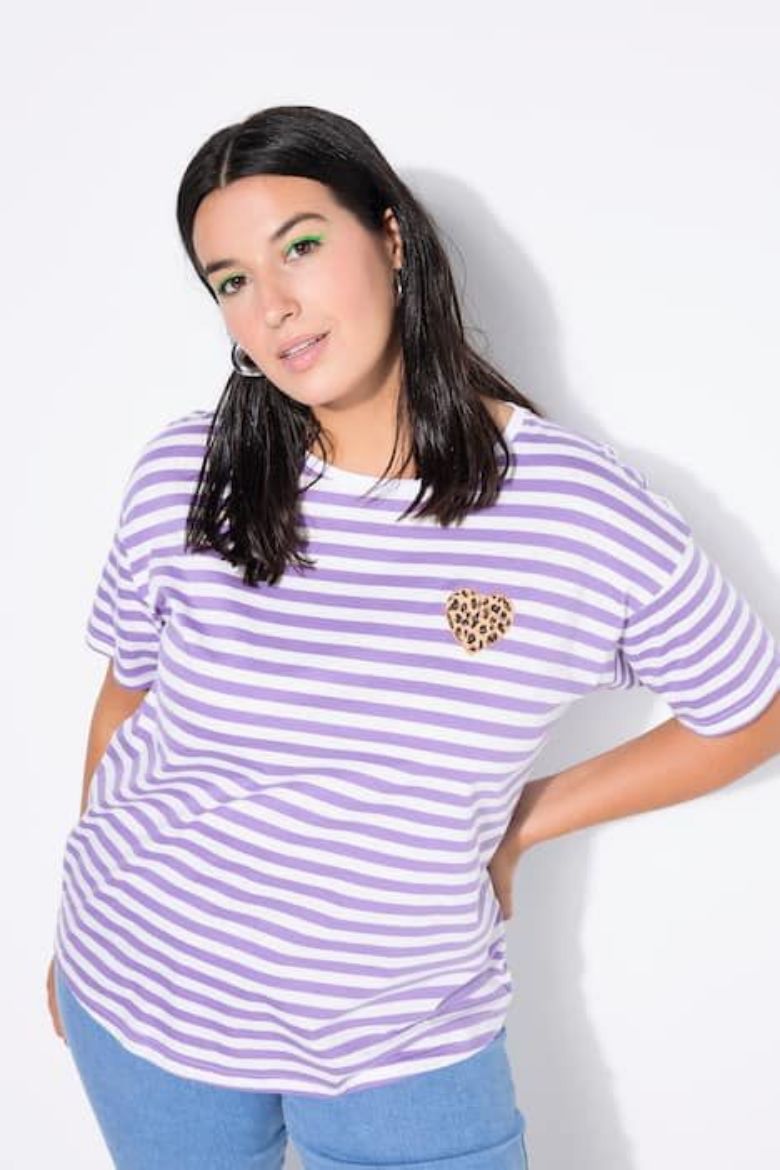 Plus size veliki brojevi Majica kratkih rukava na pruge za punije