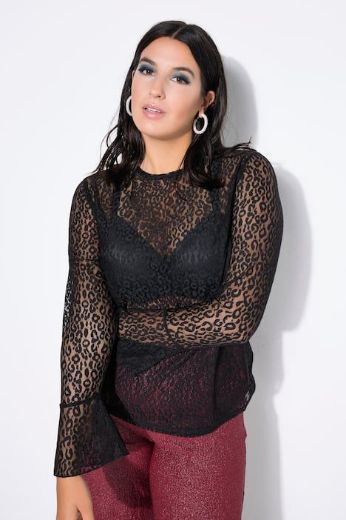 Plus size veliki brojevi Majica dugih rukava od prozirne čipke za punije