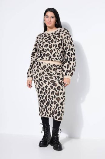 Plus size veliki brojevi Suknja midi s leopard uzorkom za punije