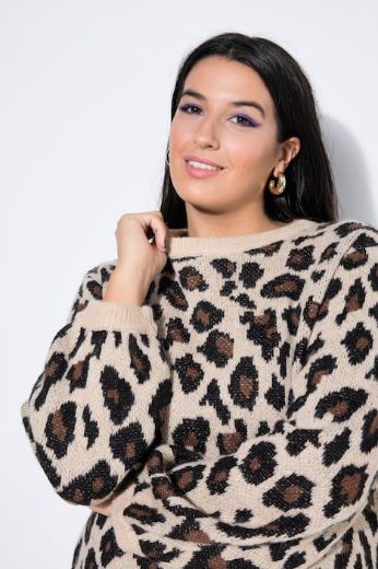 Plus size veliki brojevi Pulover dugih rukava s leopard uzorkom za punije
