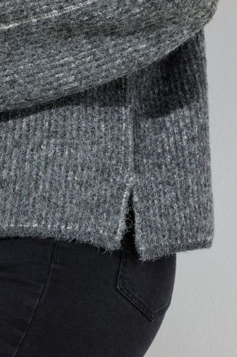 Plus size veliki brojevi Pulover na pruge povišenog ovratnika za punije