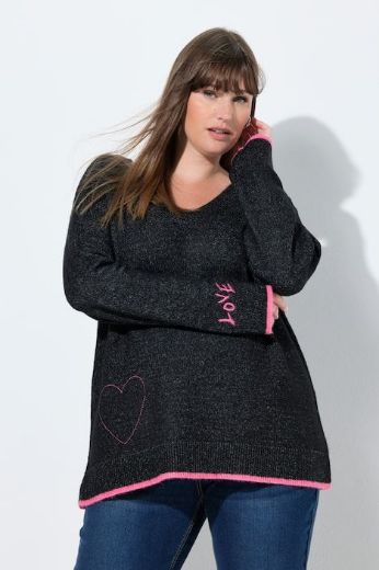 Plus size veliki brojevi Pulover dugih rukava V ovratnika za punije