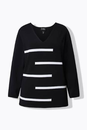 Plus size veliki brojevi Pulover dugih rukava V ovratnika za punije