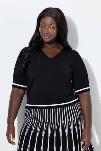 Plus size veliki brojevi Pulover kratkih rukava V ovratnika za punije