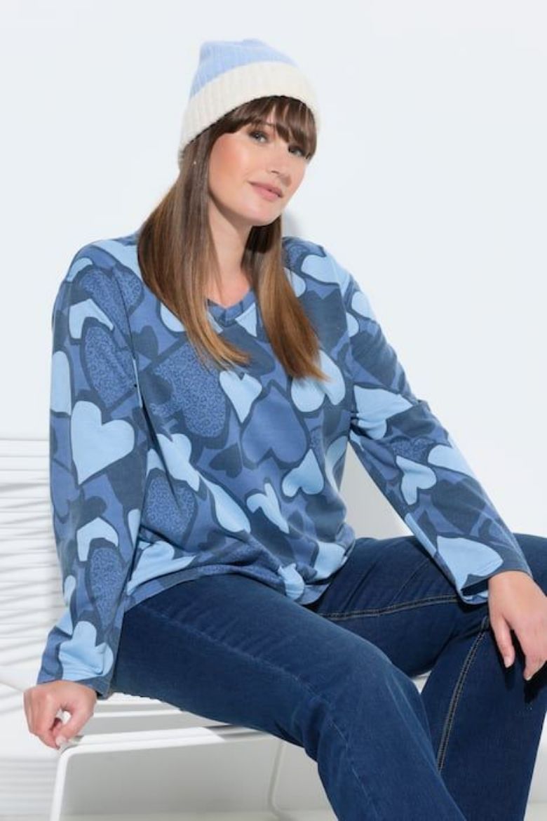 Plus size veliki brojevi Majica dugih rukava V ovratnika za punije