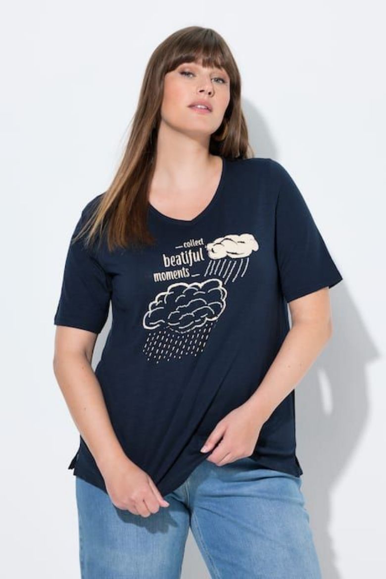 Plus size veliki brojevi Majica kratkih rukava V ovratnika za punije