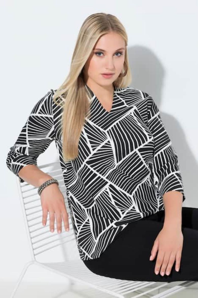 Plus size veliki brojevi Majica 3/4 rukava V ovratnika za punije