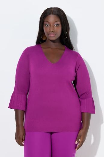 Plus size veliki brojevi Pulover 3/4 rukava V ovratnika za punije