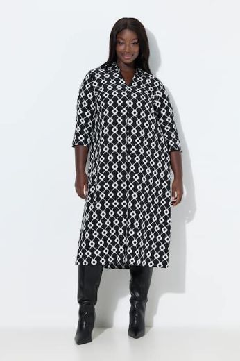 Plus size veliki brojevi Haljina midi 3/4 rukava A kroja za punije