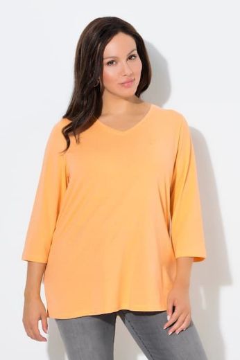 Plus size veliki brojevi Majica 3/4 rukava V ovratnika za punije