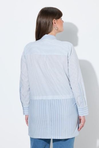 Plus size veliki brojevi Košulja dugih rukava na pruge dužeg kroja za punije