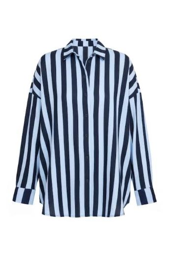 Plus size veliki brojevi Košulja od muslina na pruge za punije