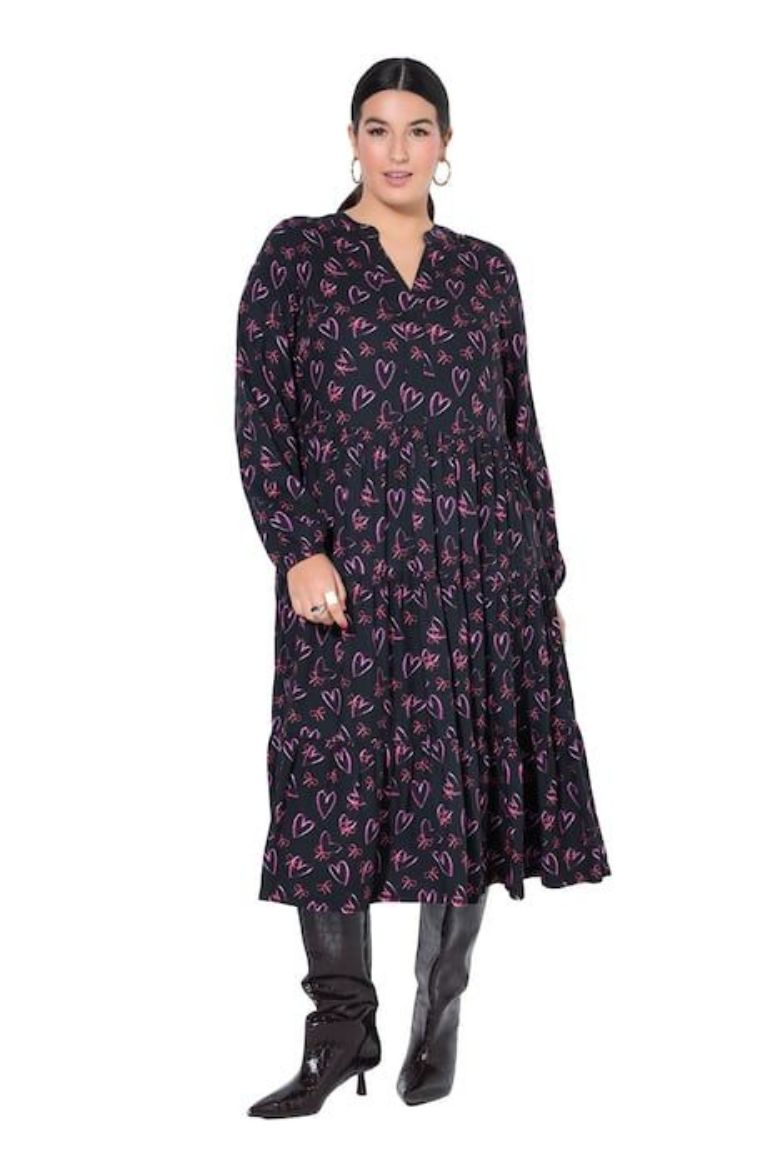 Plus size veliki brojevi Haljina maxi dugih rukava V ovratnika za punije