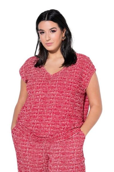 Veliki brojevi Majica kratkih rukava šireg kroja V ovratnika moda za punije