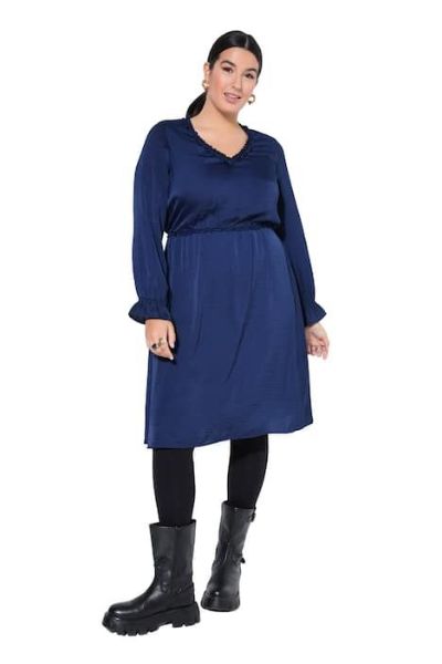 Veliki brojevi Haljina midi dugih rukava moda za punije