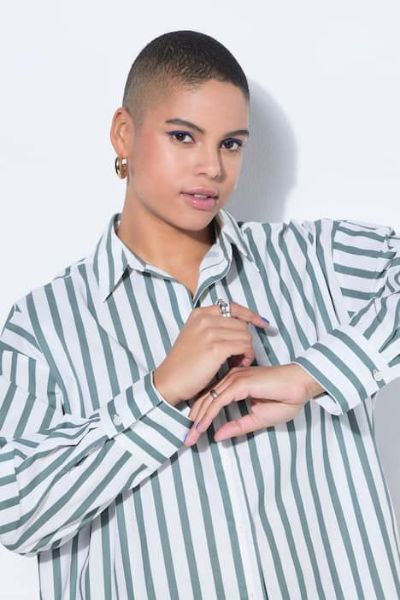 Veliki brojevi Košulja dugih rukava na pruge moda za punije