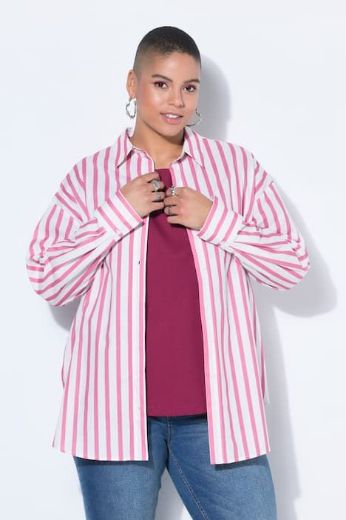 Plus size veliki brojevi Košulja dugih rukava na pruge za punije