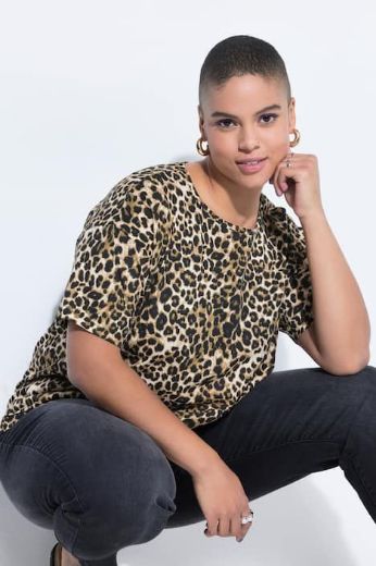Plus size veliki brojevi Majica kratkih rukava s leopard uzorkom za punije