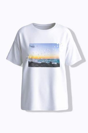 Plus size veliki brojevi Majica kratkih rukava s ukrasnim perlama za punije