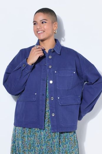 Plus size veliki brojevi Košulja traper širokog kroja s 3 džepa za punije