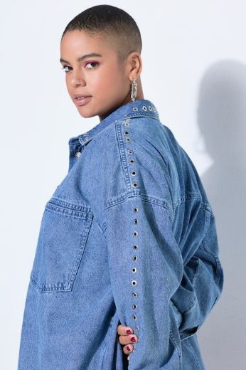 Plus size veliki brojevi Košulja traper širokog kroja za punije