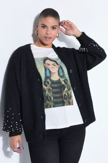 Plus size veliki brojevi Kardigan šireg kroja s perlama za punije