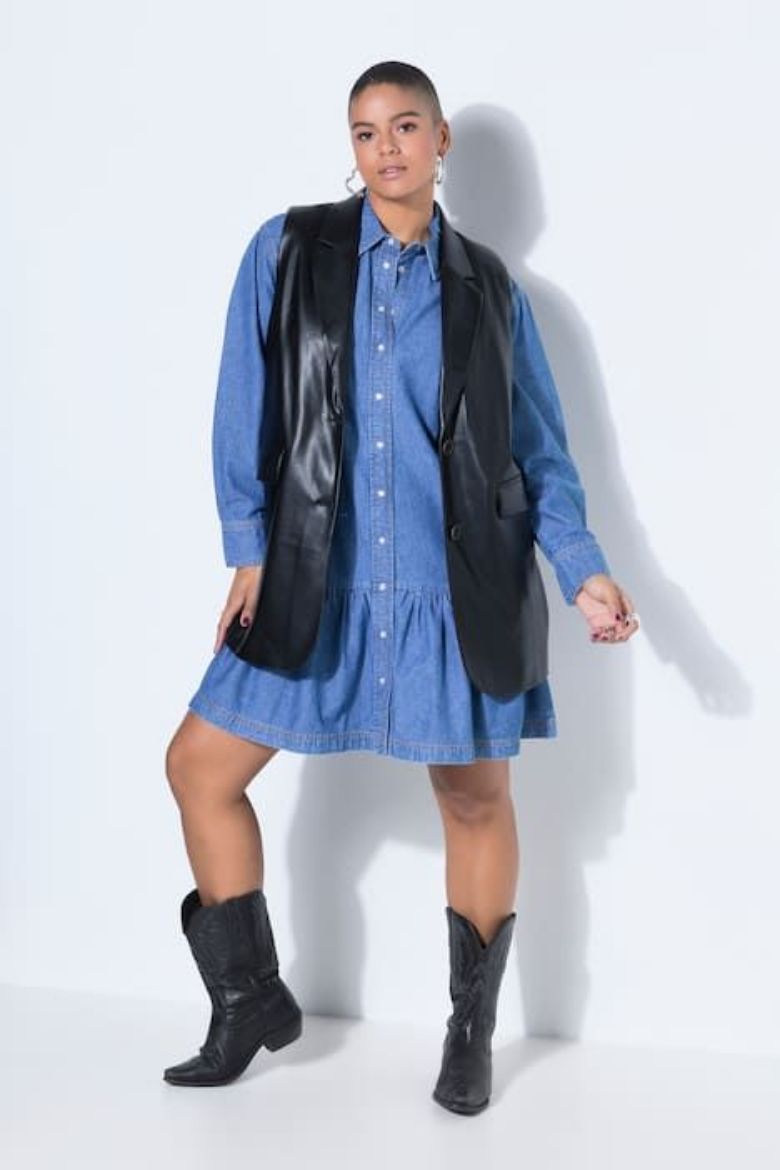 Plus size veliki brojevi Prsluk šireg kroja s izgledom kože za punije