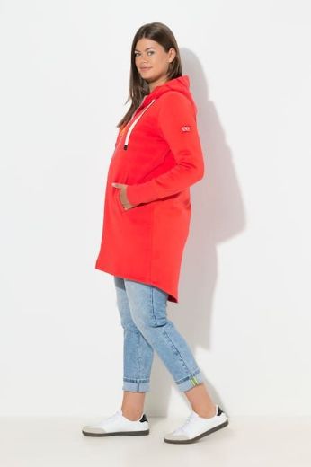 Plus size veliki brojevi Majica dugih rukava s patentnim zatvaračem i kapuljačom dužeg kroja za punije