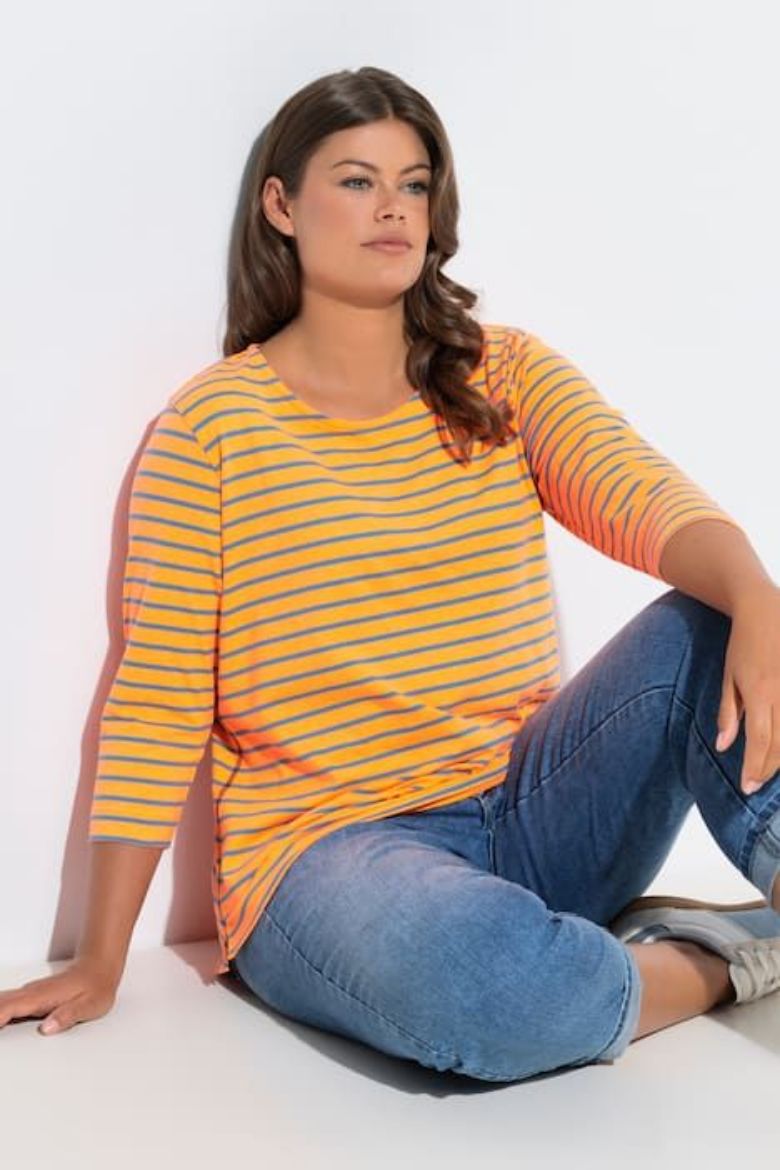 Plus size veliki brojevi Majica dugi rukavi na pruge za punije