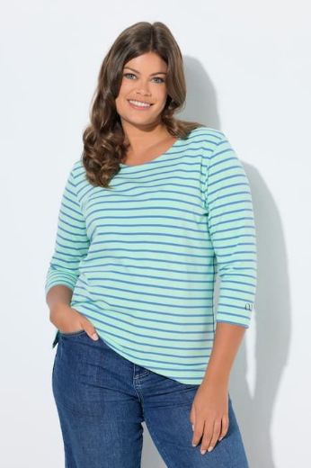 Plus size veliki brojevi Majica dugi rukavi na pruge za punije