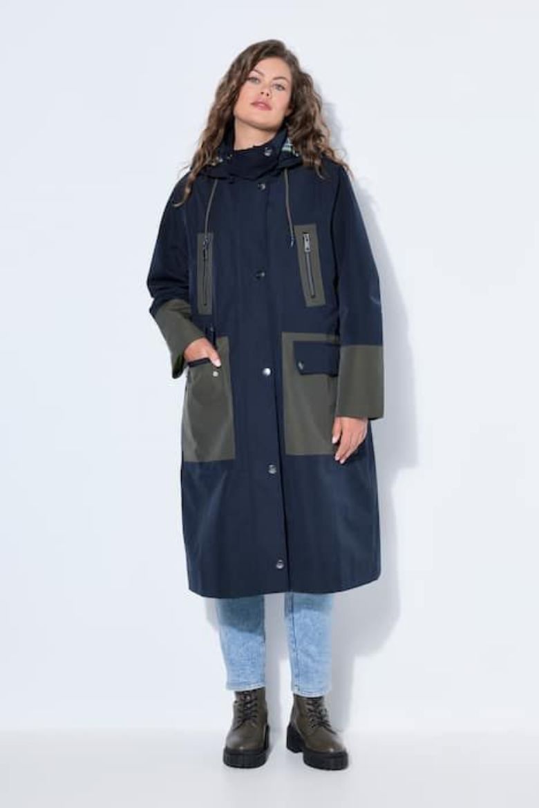 Plus size veliki brojevi Kaput dužeg kroja s odvojivom kapuljačom za punije