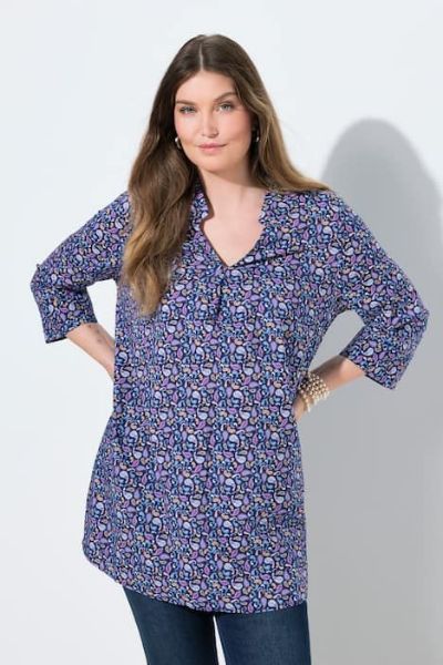 Veliki brojevi Tunika 3/4 rukava V ovratnika moda za punije