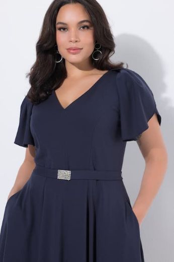 Plus size veliki brojevi Haljina midi kratkih rukava svečana za punije