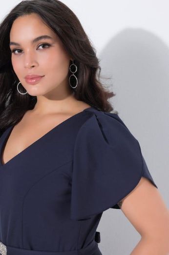 Plus size veliki brojevi Haljina midi kratkih rukava svečana za punije