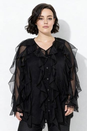 Plus size veliki brojevi Bluza dugih rukava na volane za punije