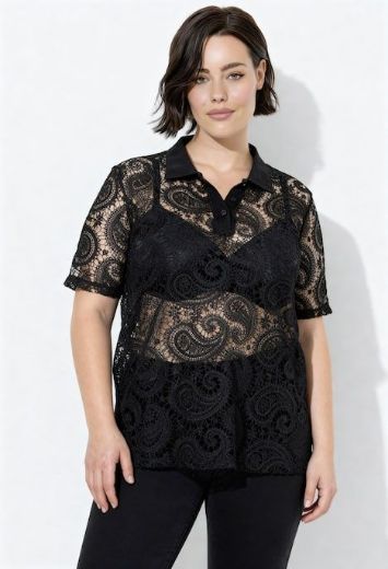 Plus size veliki brojevi Majica Polo s dodatkom prozirne čipke za punije