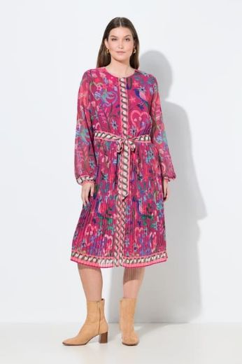 Plus size veliki brojevi Haljina midi dugih rukava A kroja za punije