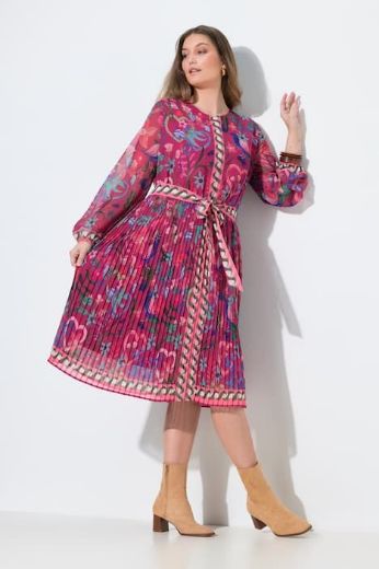 Plus size veliki brojevi Haljina midi dugih rukava A kroja za punije