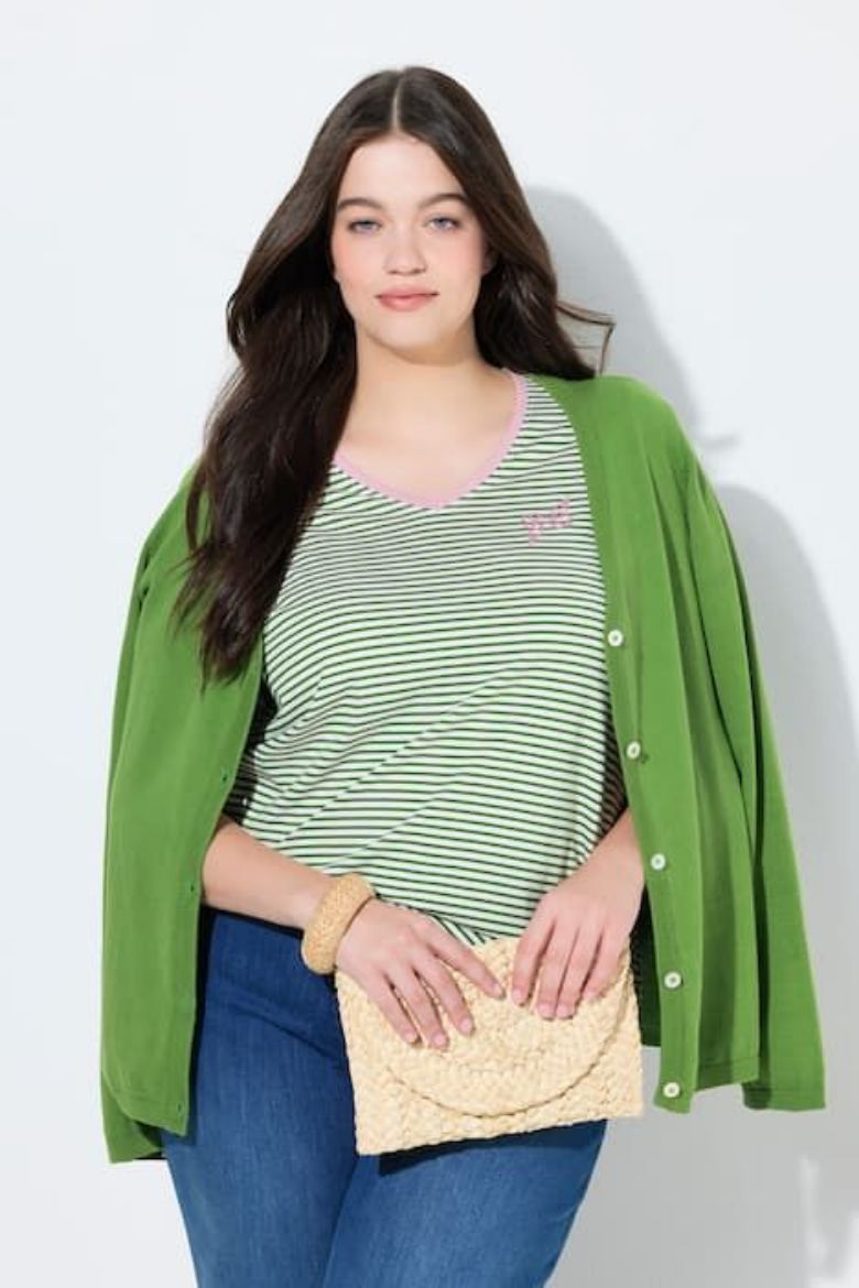 Plus size veliki brojevi Majica kratkih rukava V ovratnika za punije