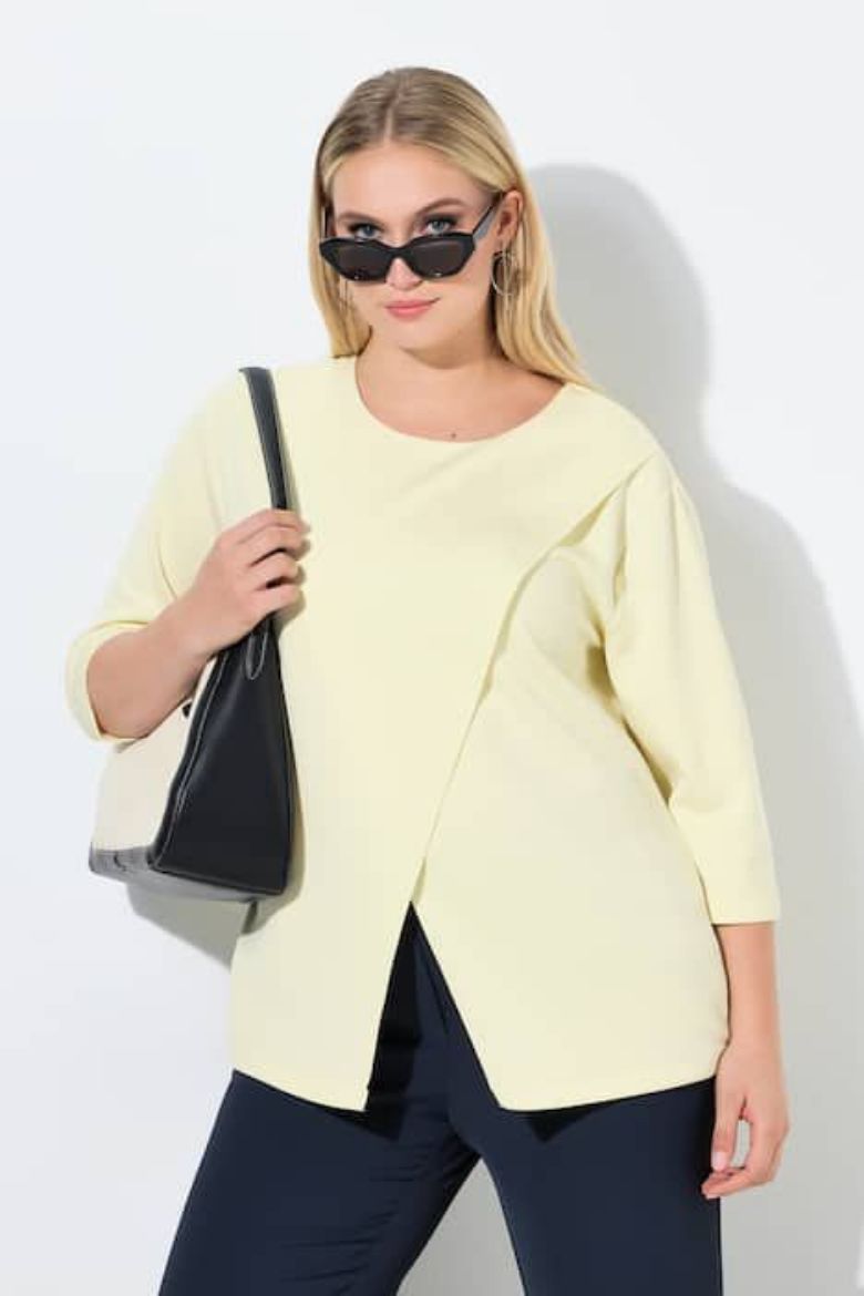 Plus size veliki brojevi Majica 3/4 rukava asimetričnog kroja za punije