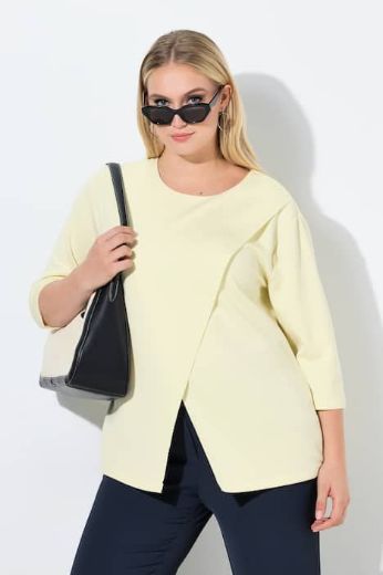 Plus size veliki brojevi Majica 3/4 rukava asimetričnog kroja za punije